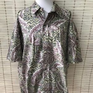 Island Traditions XL Vintage Purple Green Aloha Hawaii Beach Casual Shirt